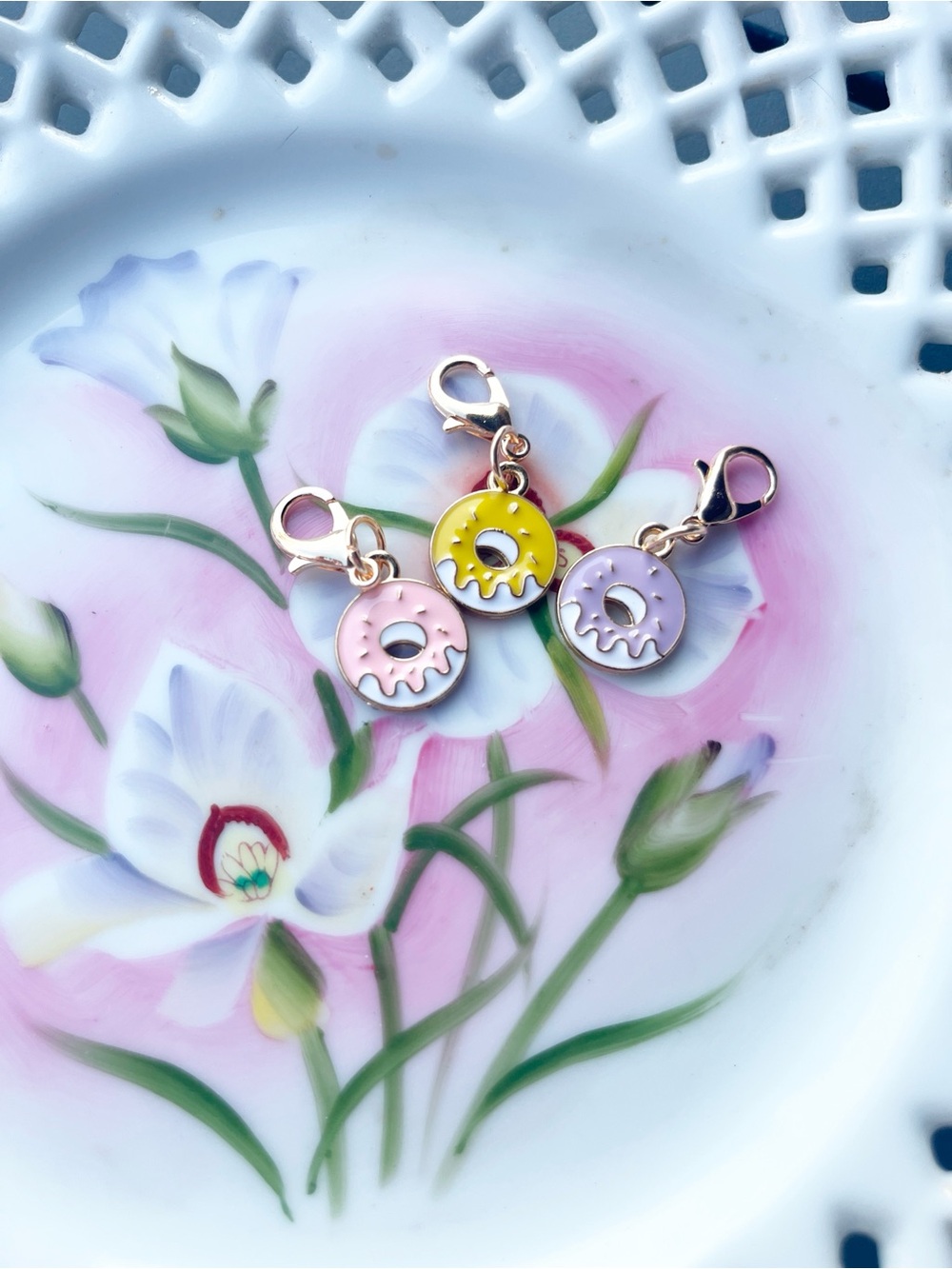 Donut Zipper Pull Set - Pink, Yellow, Lilac Set of (3)
